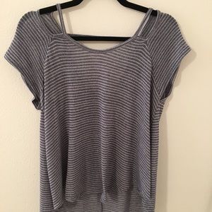 Blue and White striped top with cut-outs